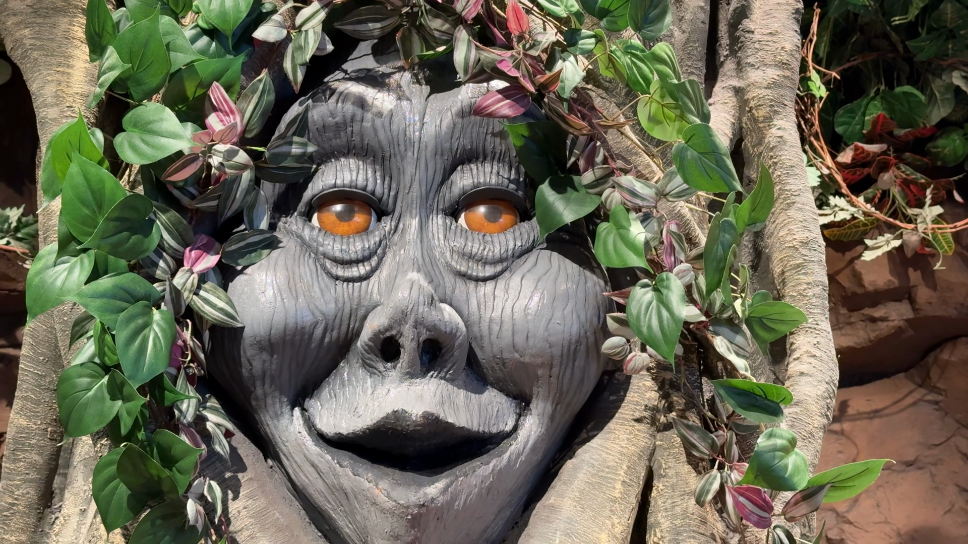 A Smiling Tree Face Sculpture Moves Bright Stock Footage SBV-353859482 ...