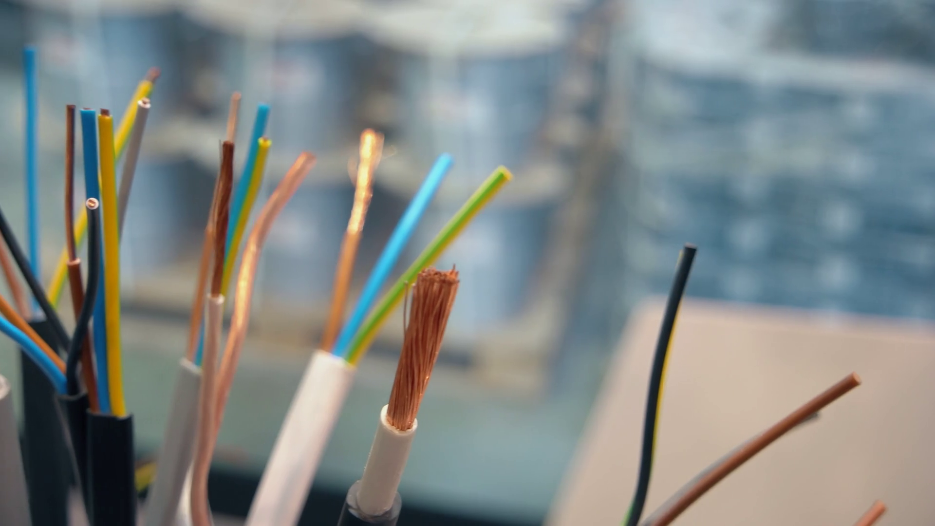 Closeup Wires With Visible Exposed Copper Stock Footage SBV346994439