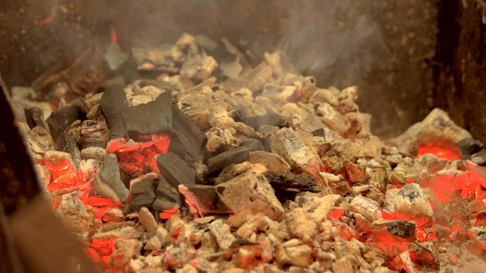 Burning hot coals closeup. Stock Video Footage 0009 SBV319355170