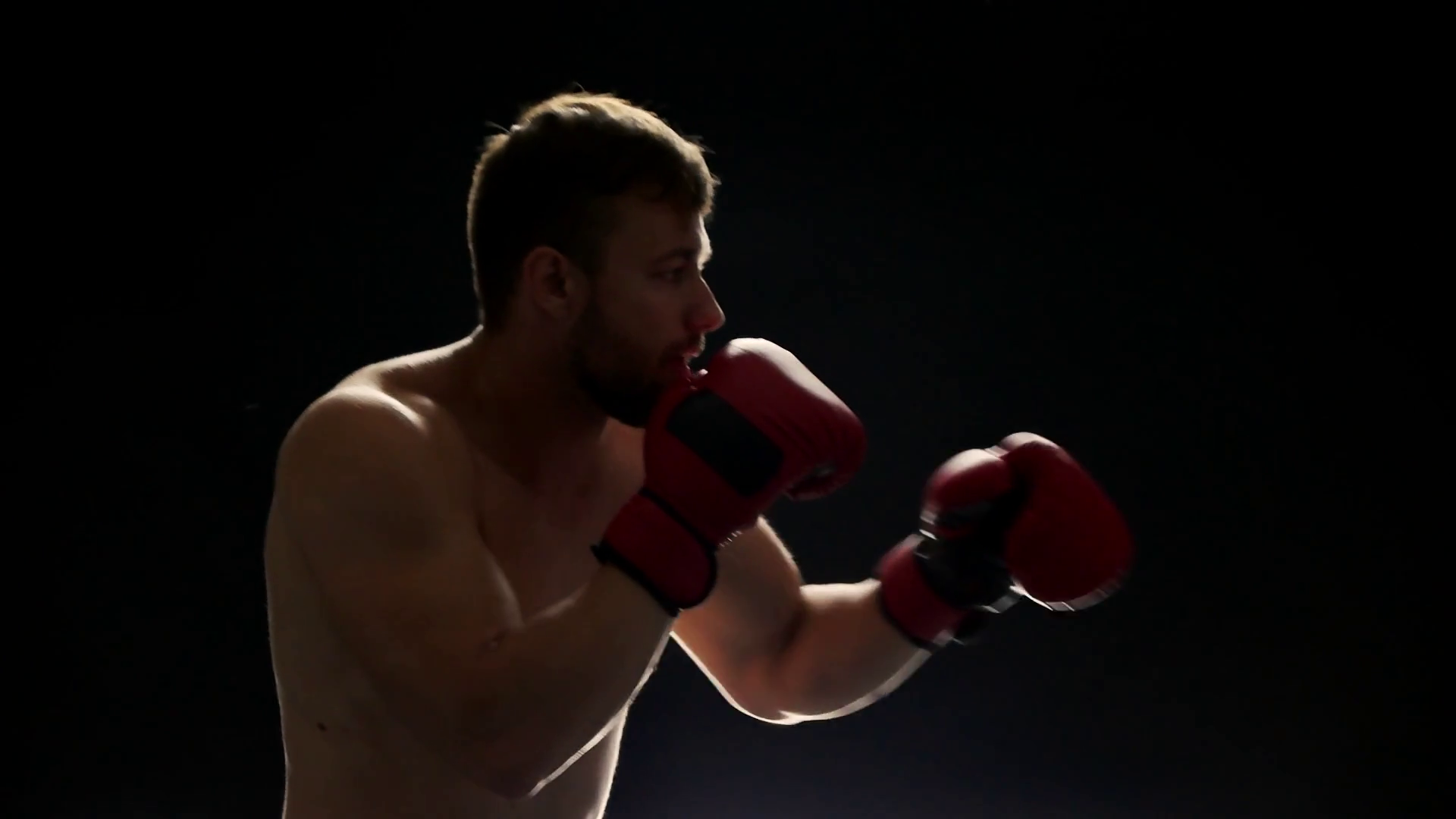 Concentrated Man Throwing Blow Fighter On Stock Footage SBV321723320