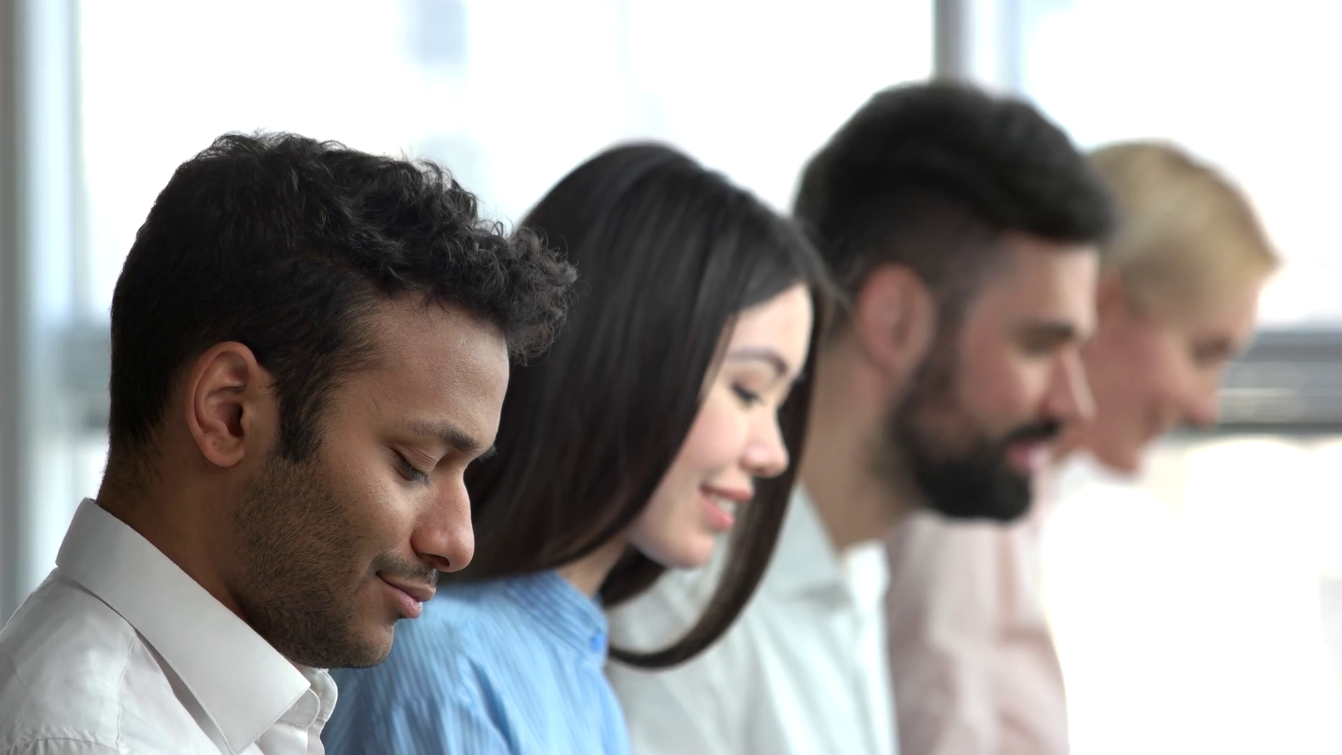 Indian programmer face, side view. Selective focus indian young man ...