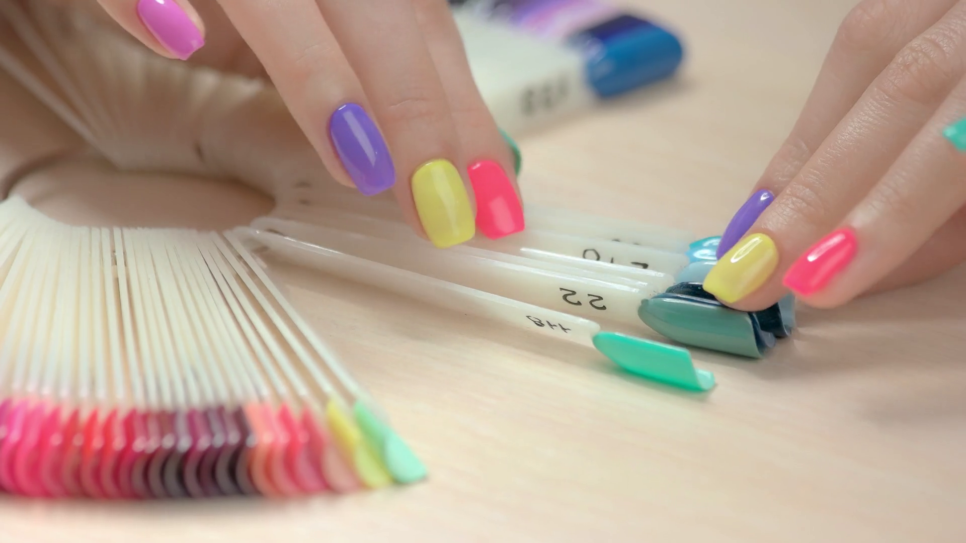 Nail Polish Samples In Female Hands Nail Stock Footage SBV324071915