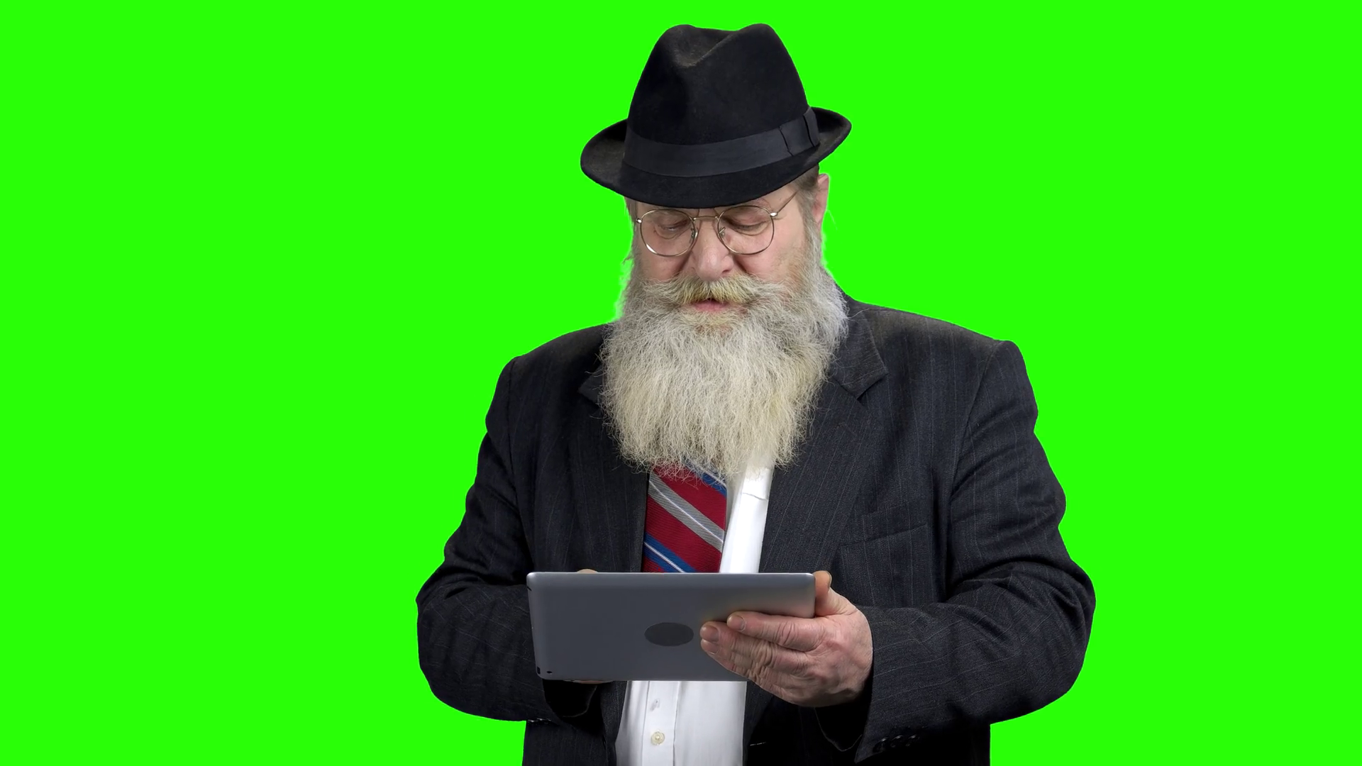 Old Bearded Businessman Using Digital Tablet Stock Footage SBV ...