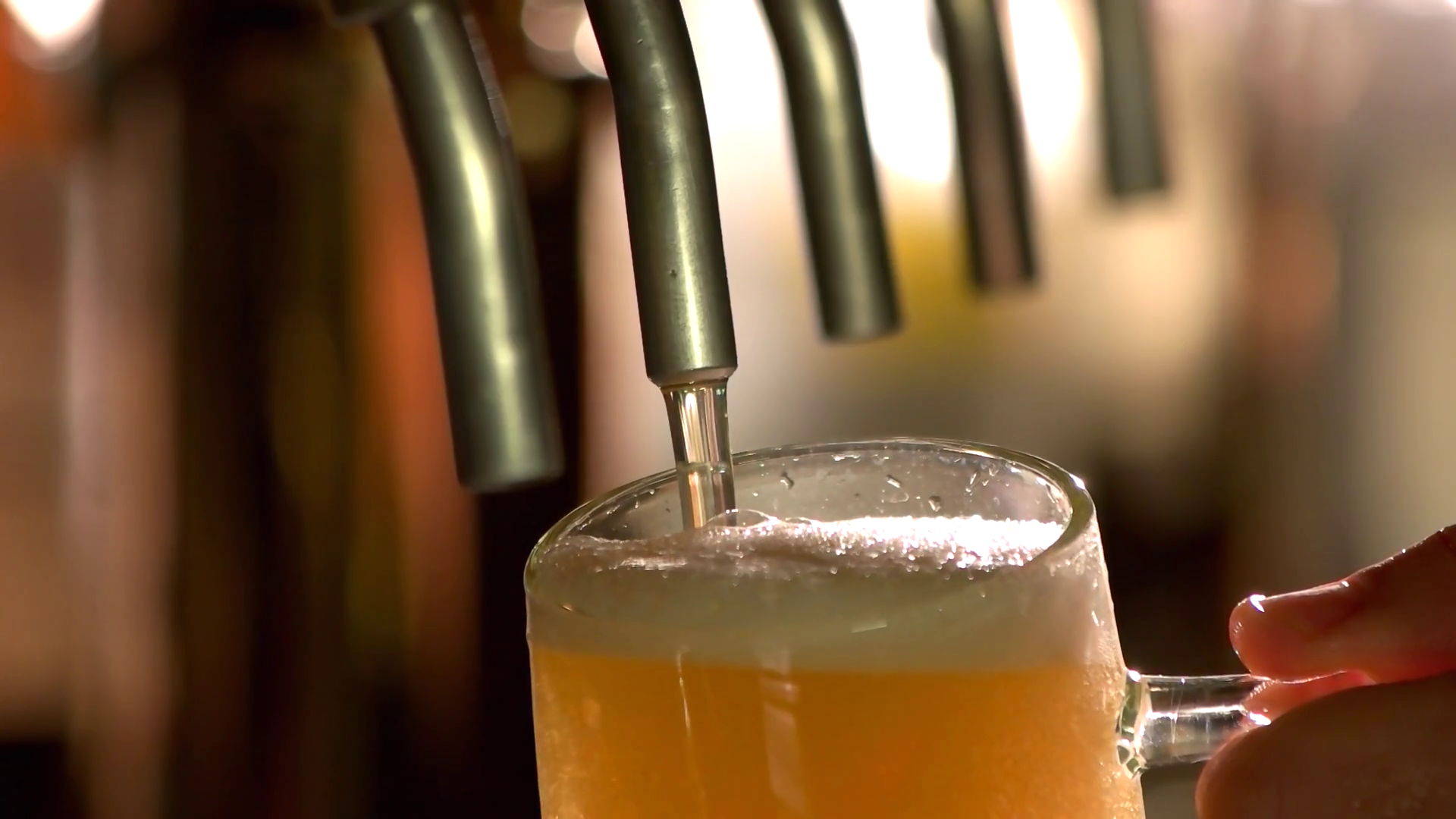 Overflowing Glass Of Beer Under Tap Tap Beer Stock Footage SBV