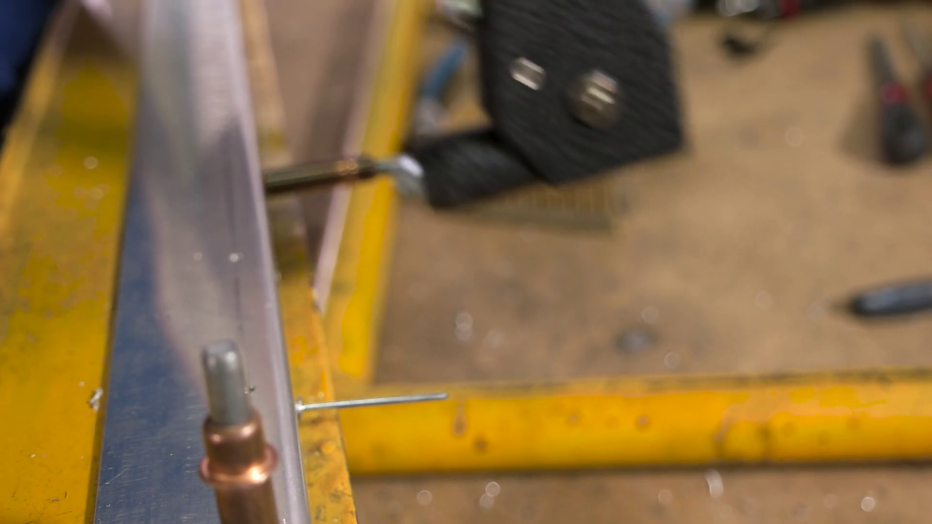 Rivet Gun Close Up Tool Riveting Metal Detail Stock Footage SBV