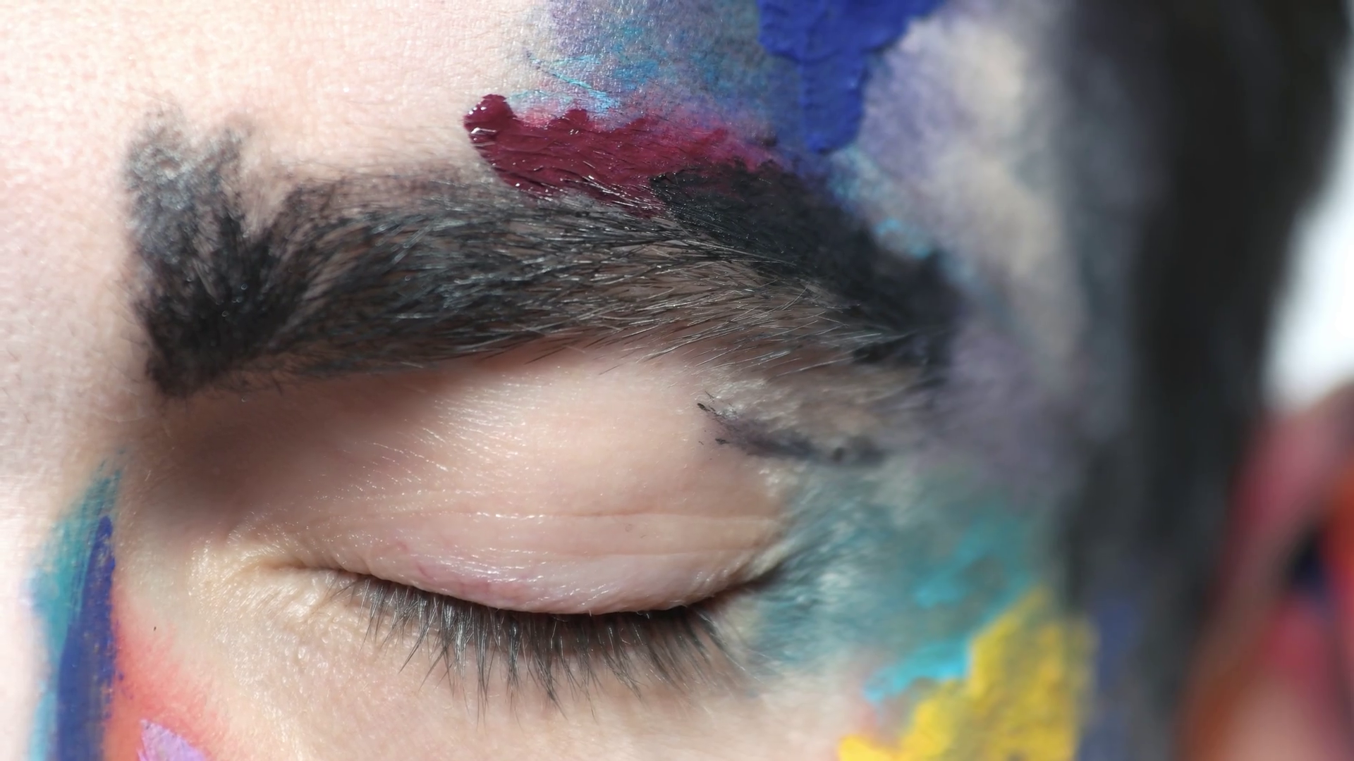 Scared Eye Close Up Face Paint Makeup Macro Stock Footage SBV317311860