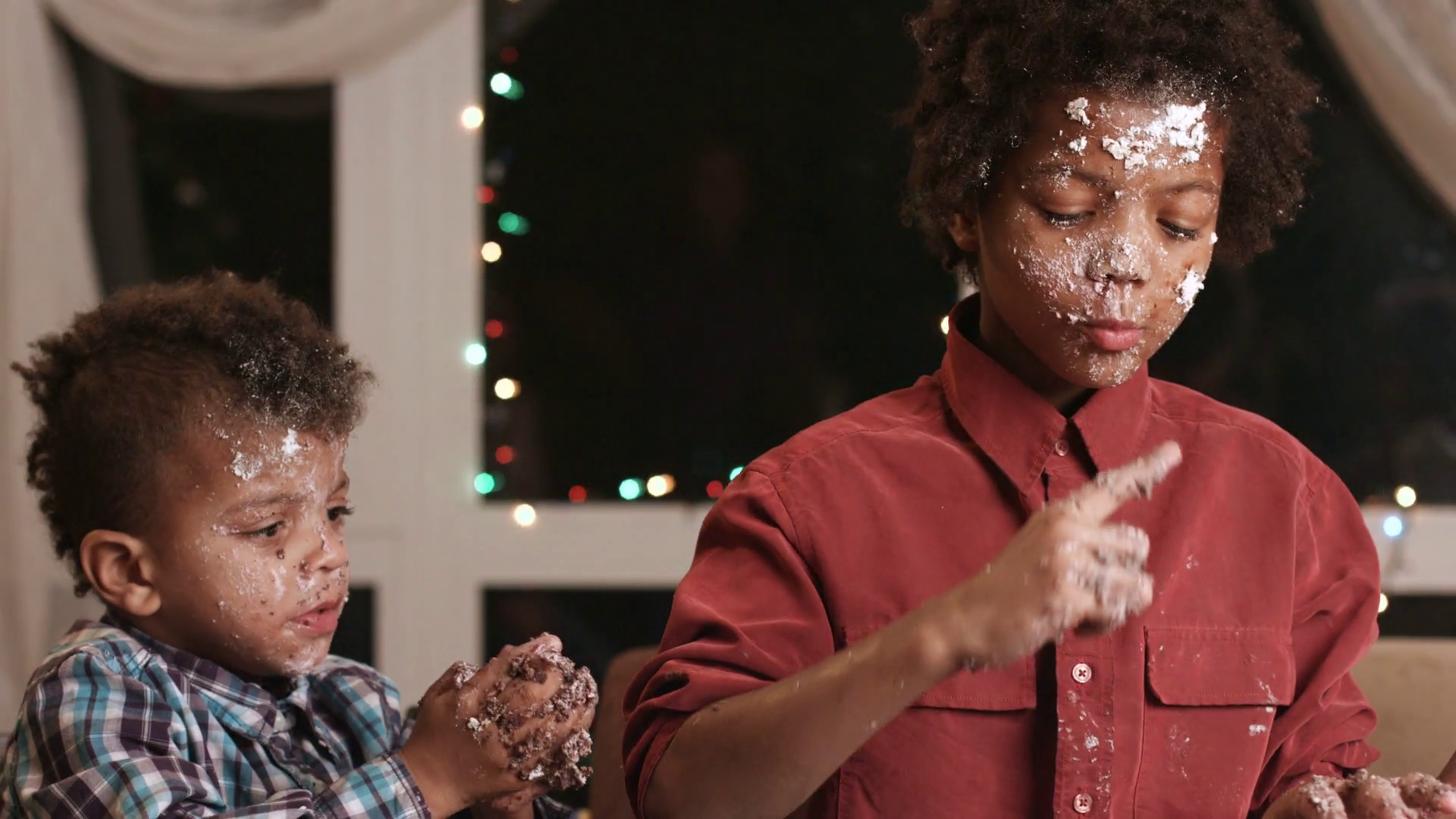 Two Black Boys Destroying Cake Untidy Black Kids Destroy Cake That Two Black Boys Destroying Cake Untidy Black Kids Destroy Cake That