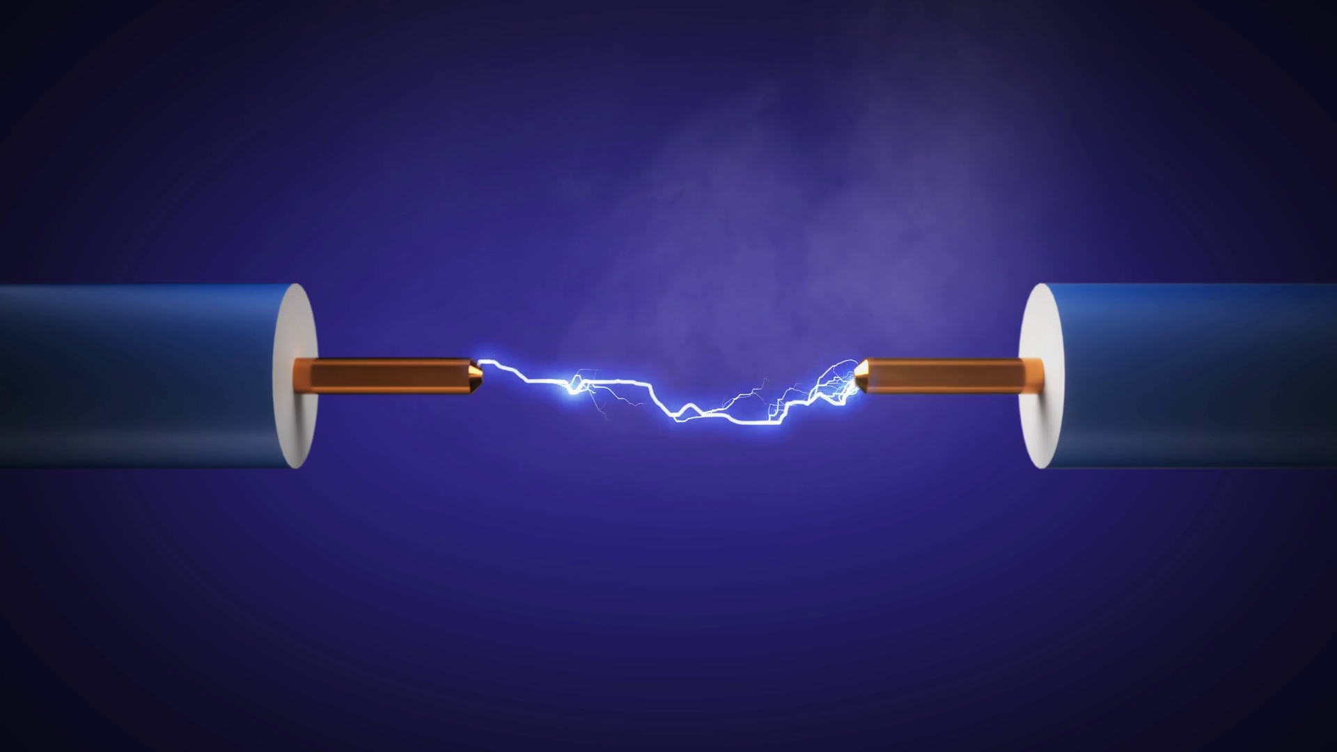 Electrical Spark Smoke Between Two Copper Stock Motion Graphics SBV