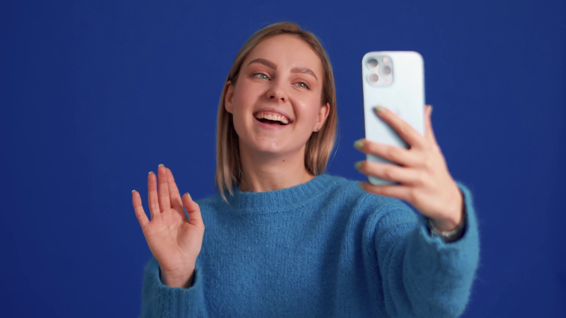 Smiling Woman Talking Video Call On Phone Stock Footage SBV-352771638 ...