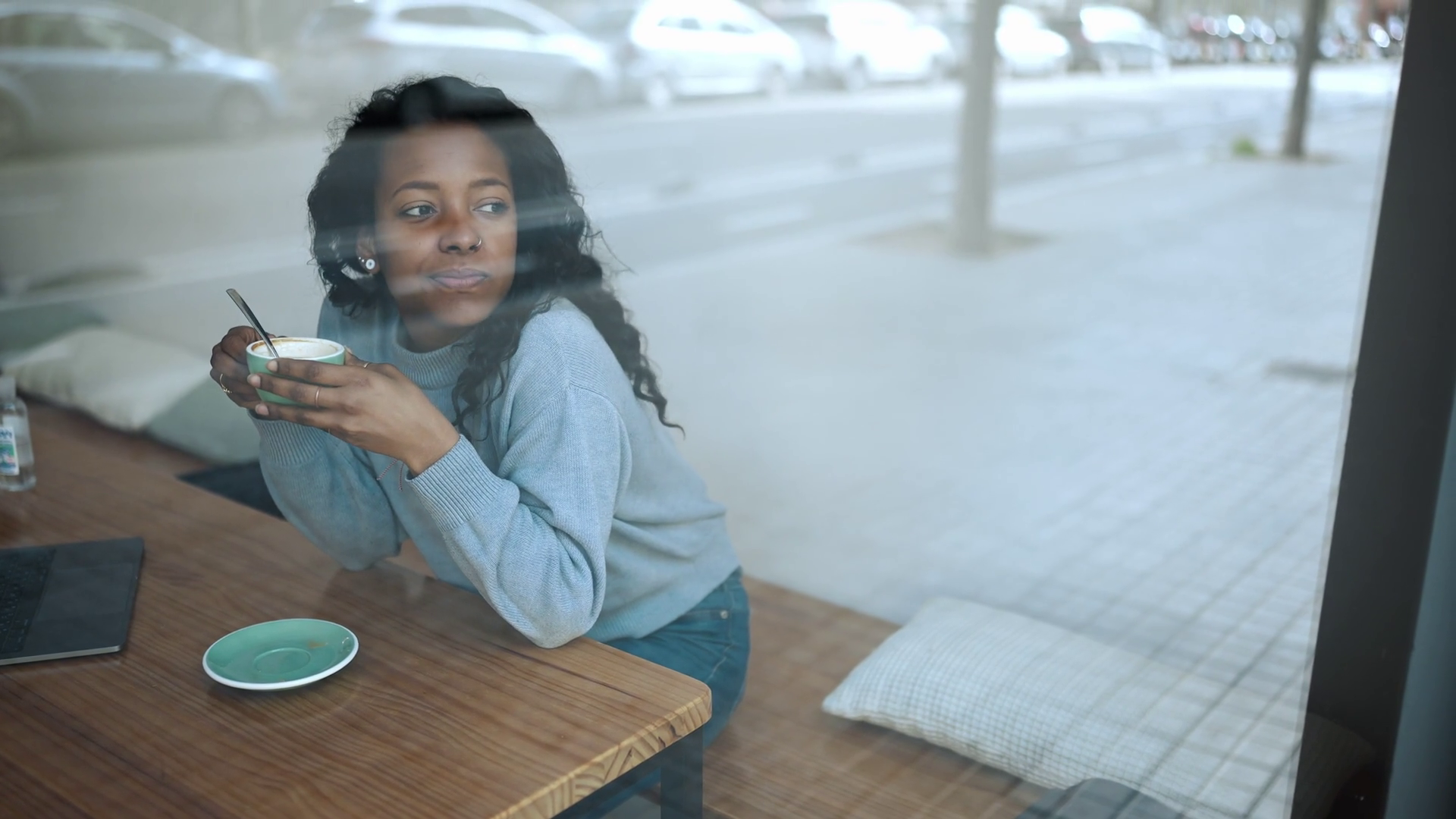 Pensive African Woman Drinking Coffee Stock Footage SBV-352511445 ...