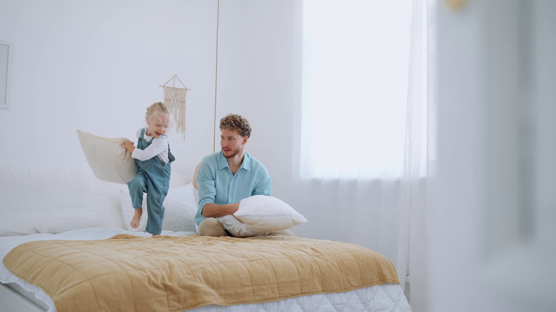 Smiling Father Young Daughter Hit With Stock Footage SBV-352468471 ...