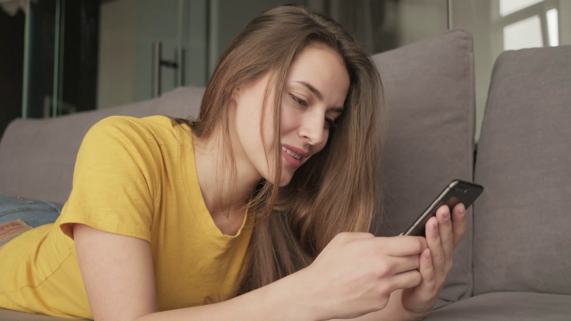 An Attractive Young Woman Is Typing Message Stock Footage SBV-352668517 ...