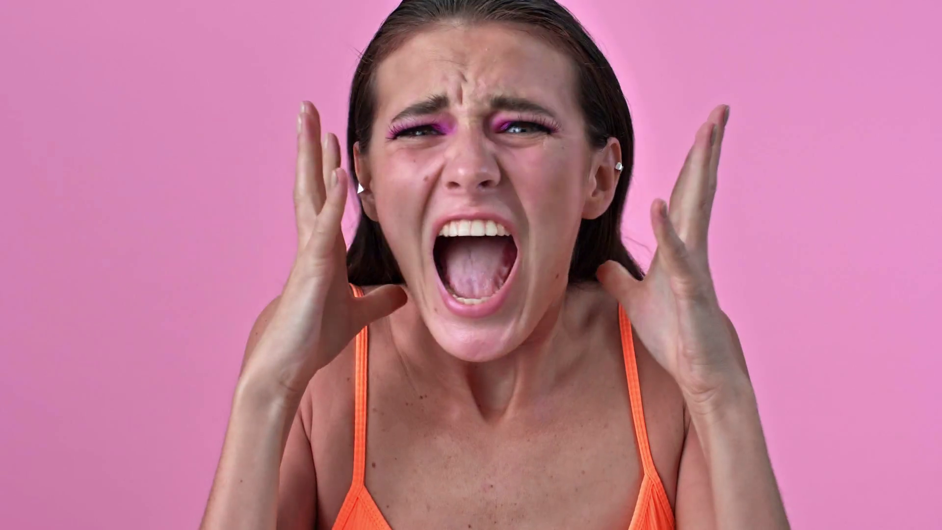 Young Stressed Screaming Woman Isolated Over Stock Footage SBV ...