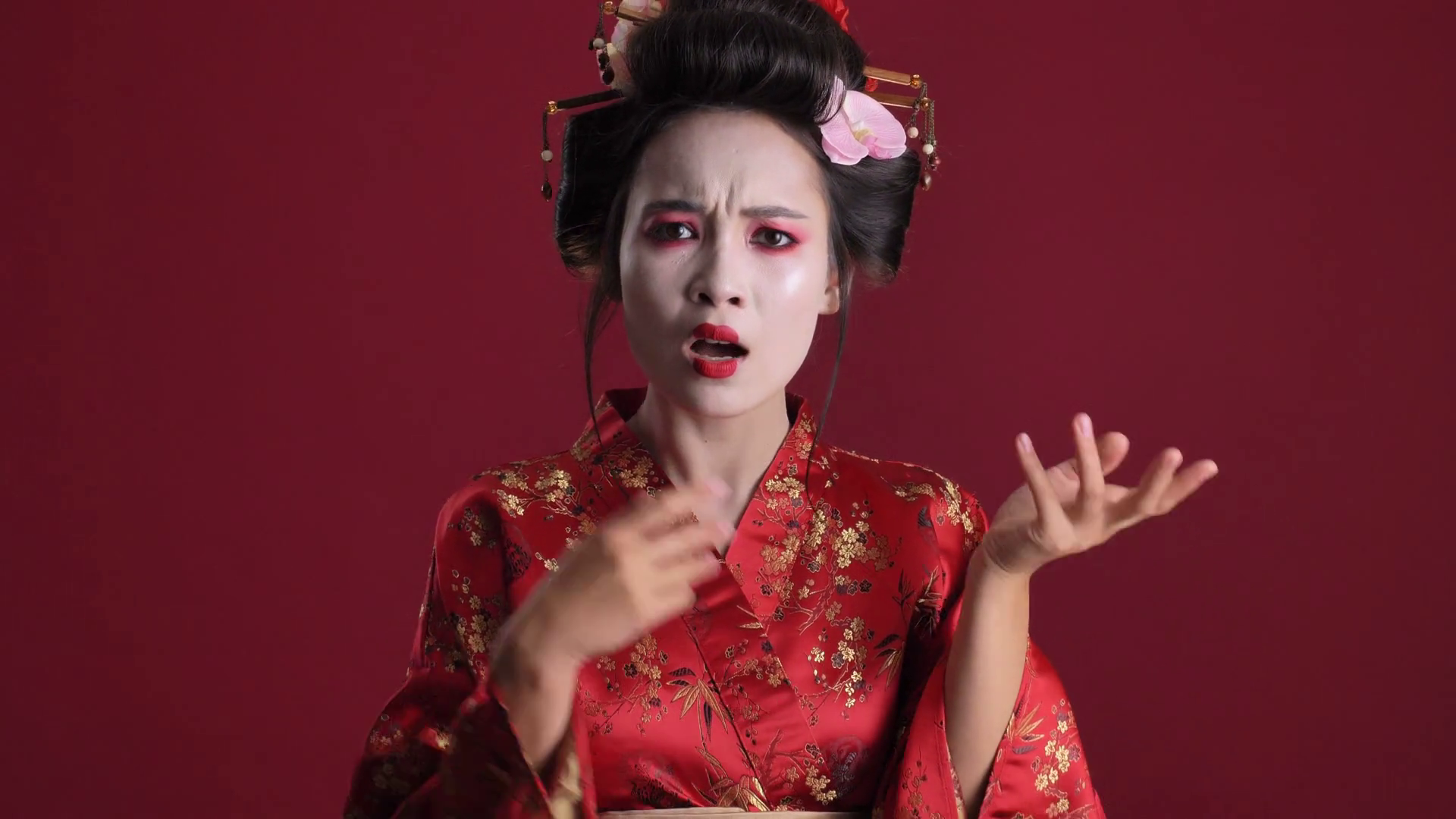 A Displeased Young Geisha Woman In Stock Footage SBV-352713398 ...