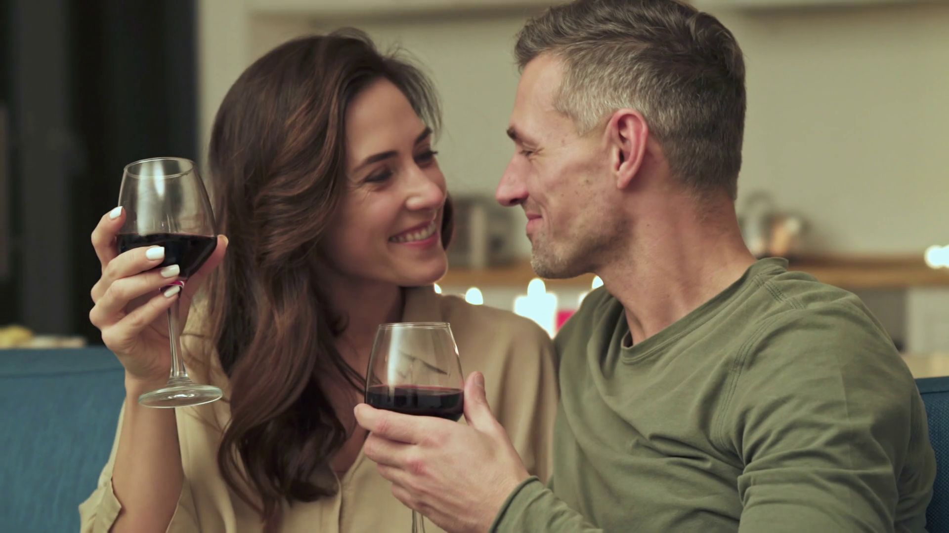 Attractive Couple Drinking Wine In Romantic Stock Footage SBV-352564422 ...