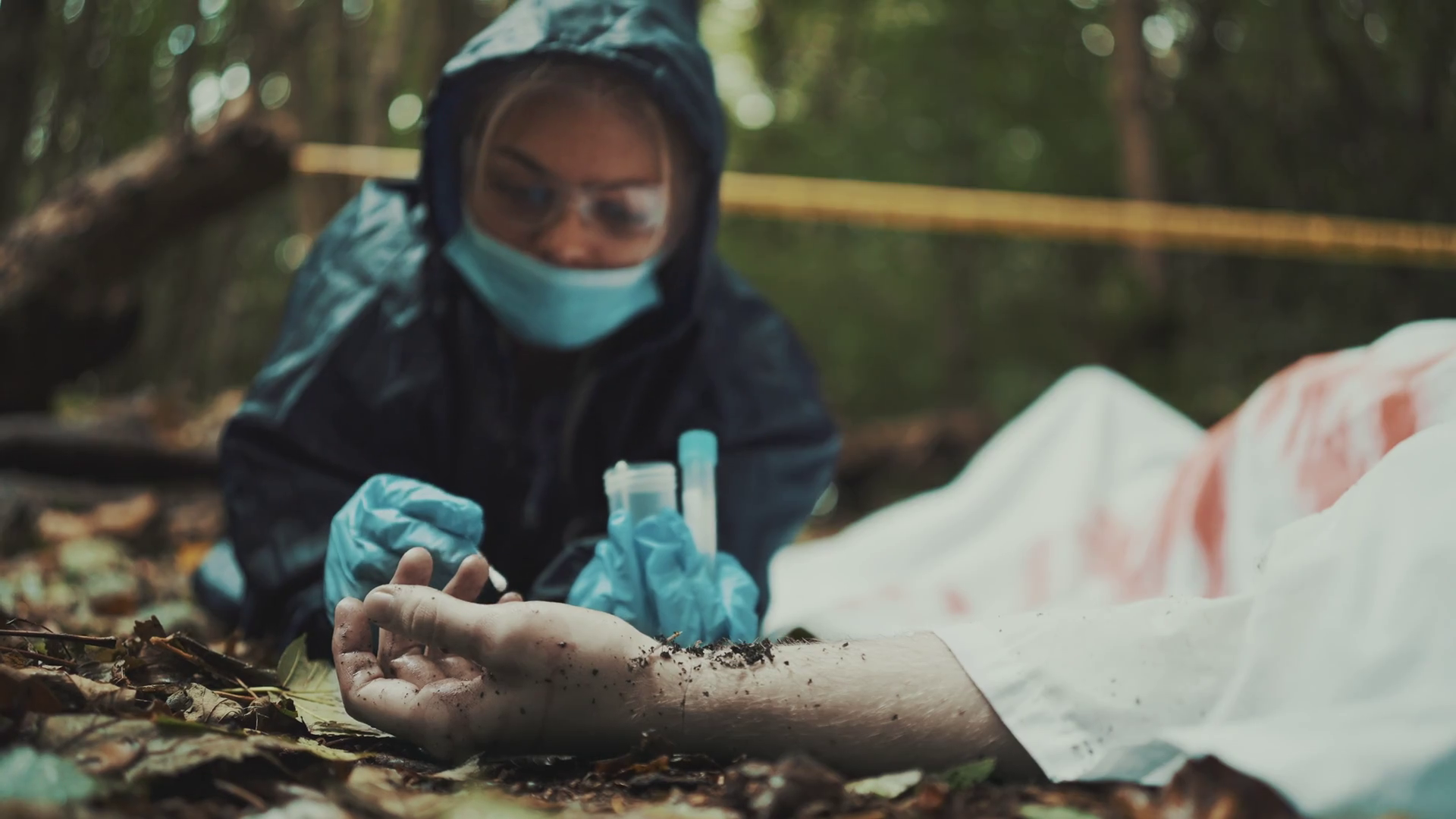 Coroner Ispecting Dead Body Taking Dna Stock Footage SBV-348510670 ...