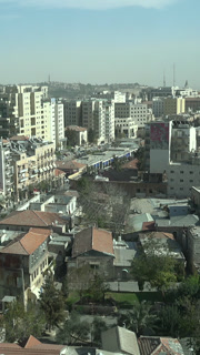 JERUSALEM, ISRAEL  OCTOBER 2016: Vertical view of modern downtown Jerusalem, commercial and residential neighborhoods in Israel