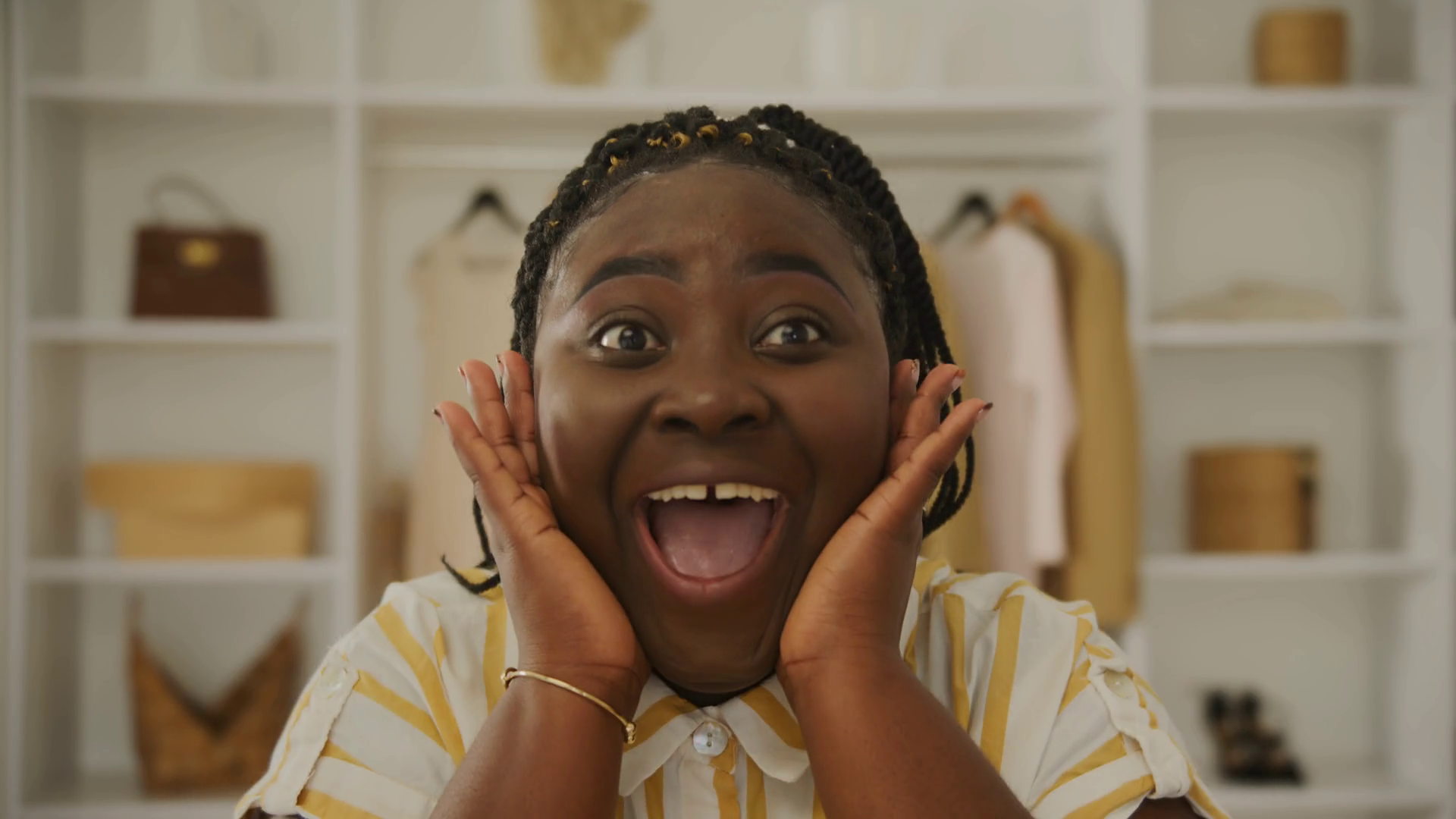 Exited Black Woman Makes Wow Emotion Looking Stock Footage SBV ...
