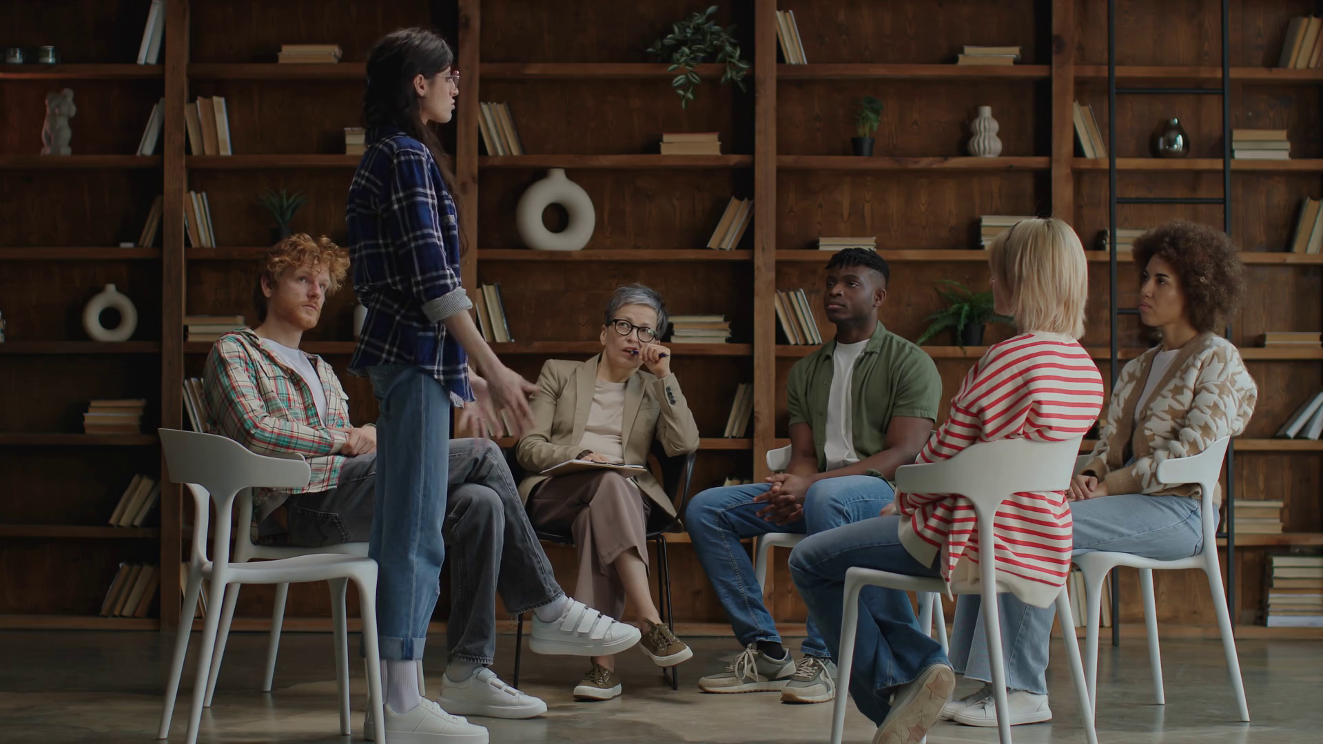 Engaged Participants In Group Therapy Circle Stock Footage SBV ...