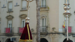 Crucifix carried during Holy Week procession in Spain