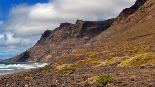 Lanzarote volcanic landscape cliffs and Atlantic ocean view