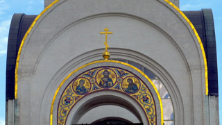Moscow cathedral tower fragment with golden dome detail