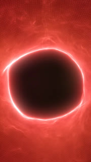 Glowing red digital mesh surrounds a dark circular portal, creating a futuristic energy gateway with wireframe depth.