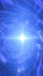 Glowing blue energy portal with a bright central star and circular layered tunnel patterns, creating a futuristic sci-fi gateway with radiant light