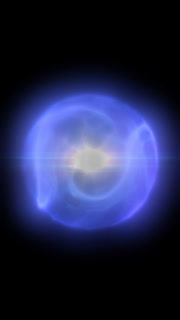 Glowing blue energy orb with radiant core on a black background, evoking plasma, science, and cosmic power.