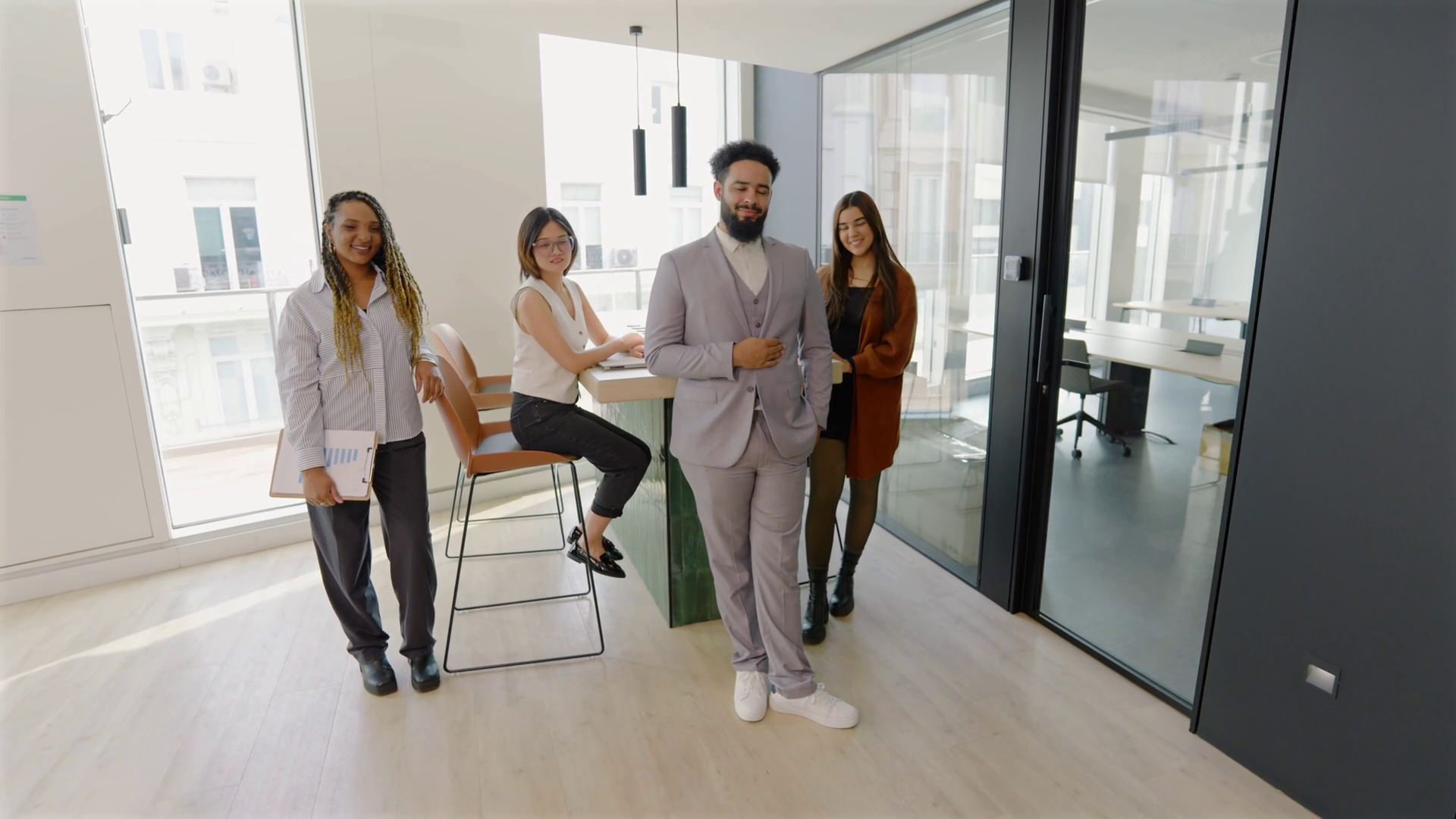 A Diverse Team Collaborates In Modern Office Stock Footage SBV ...