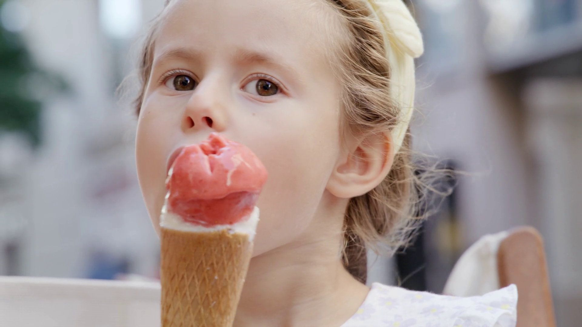 Close-up View Of Child Eating Delicious Ice Stock Footage SBV-351873212 ...