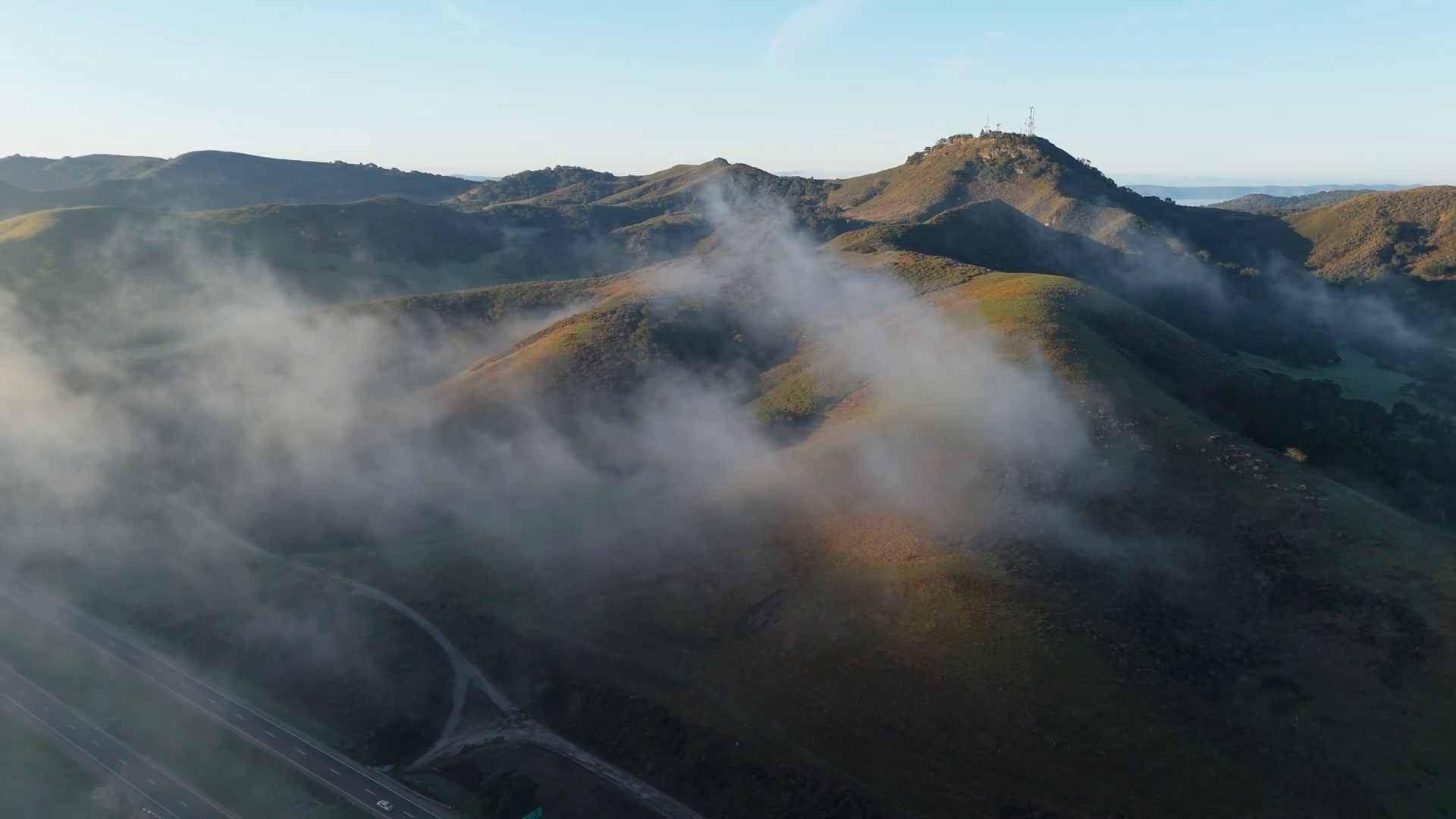A Stunning Aerial View Of Breathtaking Foggy Stock Footage SBV ...
