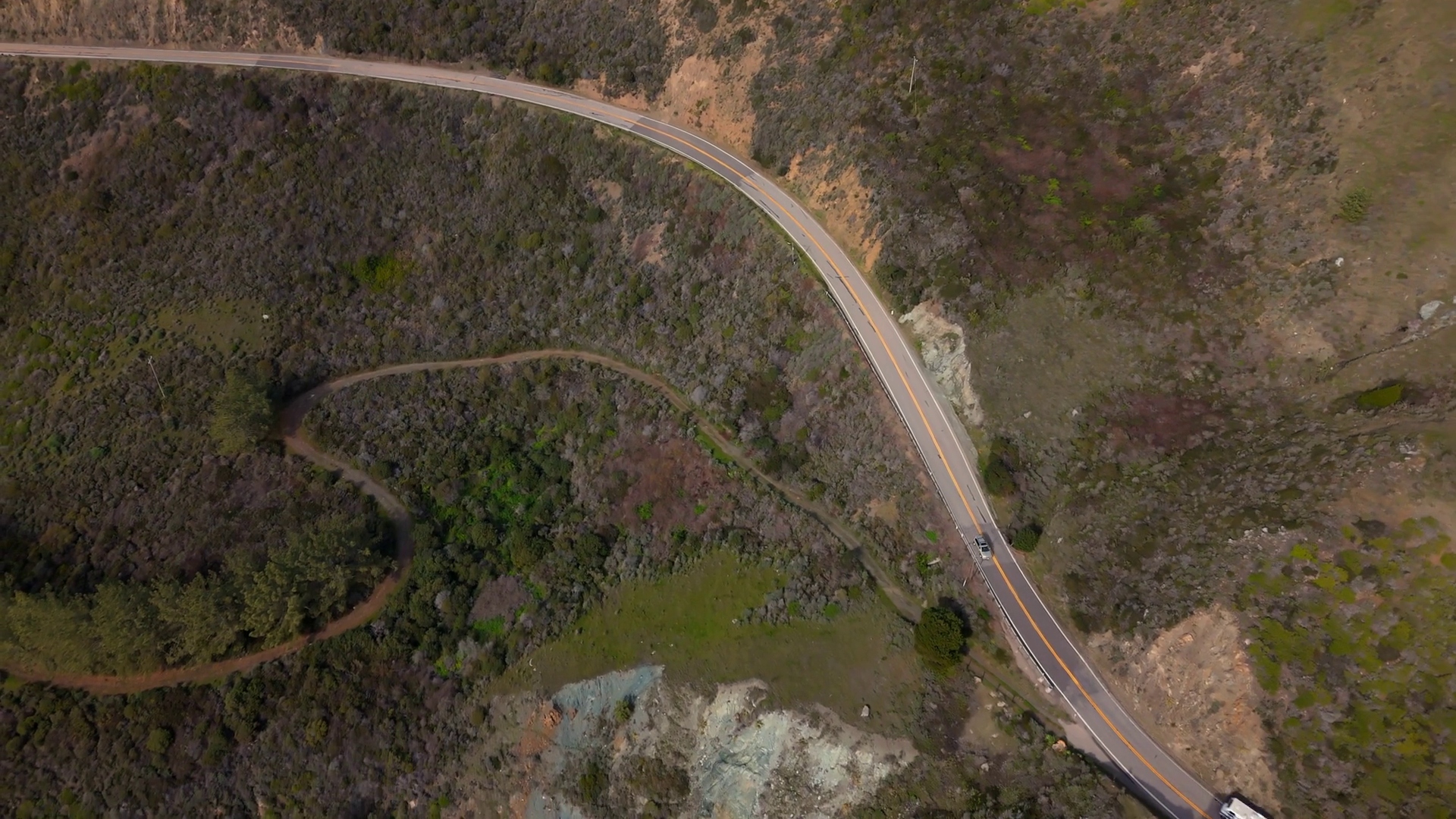 An Aerial View Of Car Driving On Highway 1 Stock Footage SBV-351937233 ...