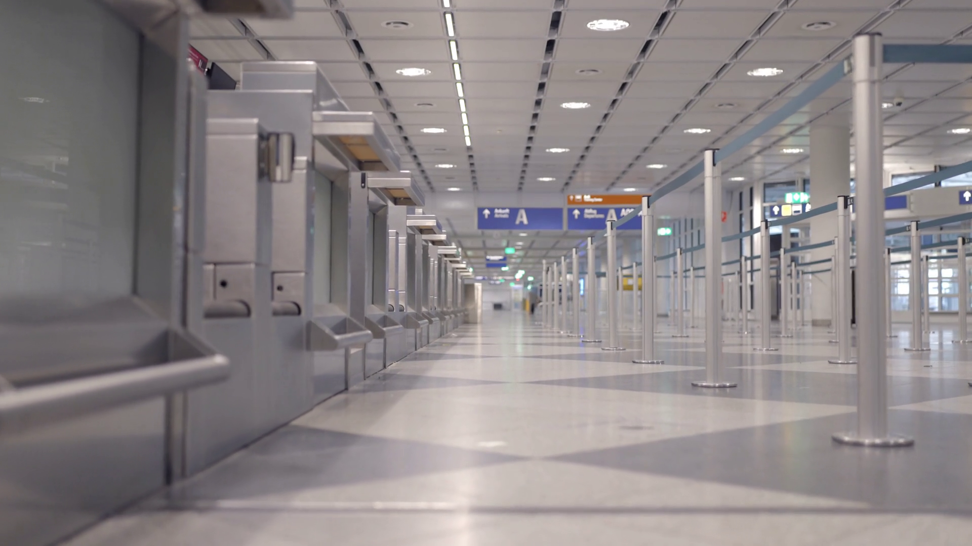 An Empty Quiet Modern Airport Checkin Area Stock Footage SBV-352369876 ...