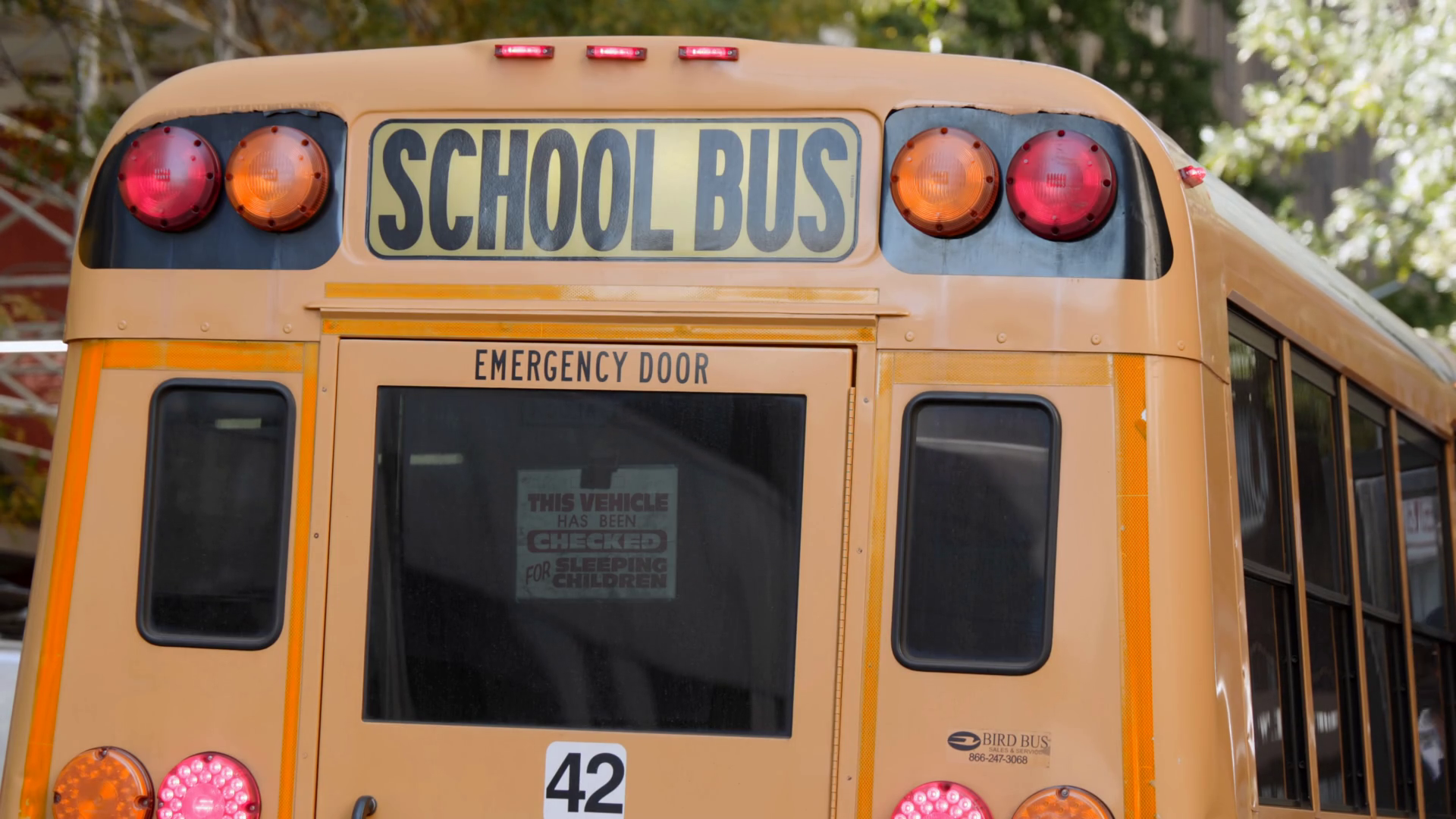 Rear View Of Classic Yellow School Bus With Stock Footage SBV-353249793 ...