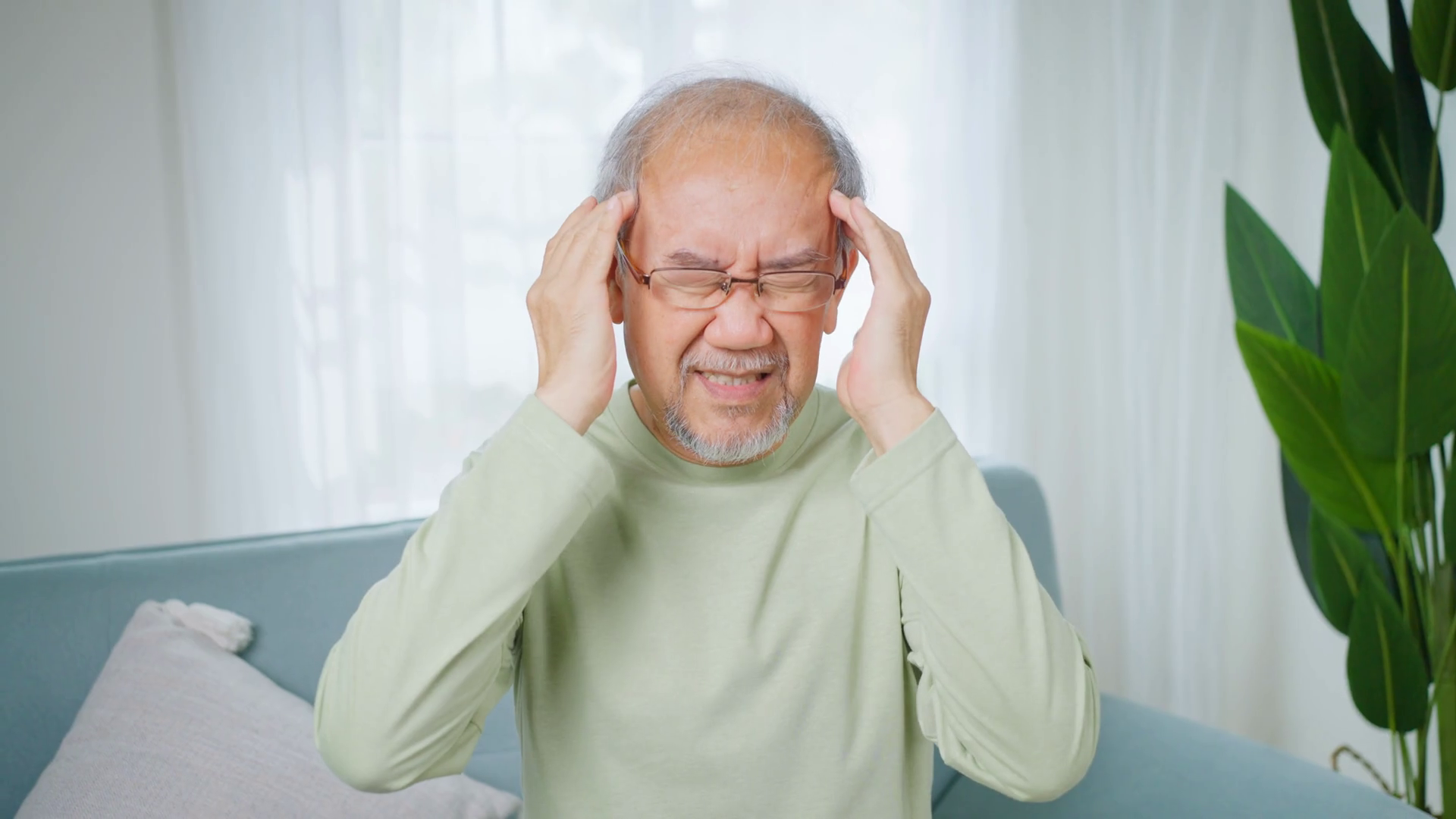 Elderly Uncle With Dizzy Elderly Upset With Stock Footage SBV347739822