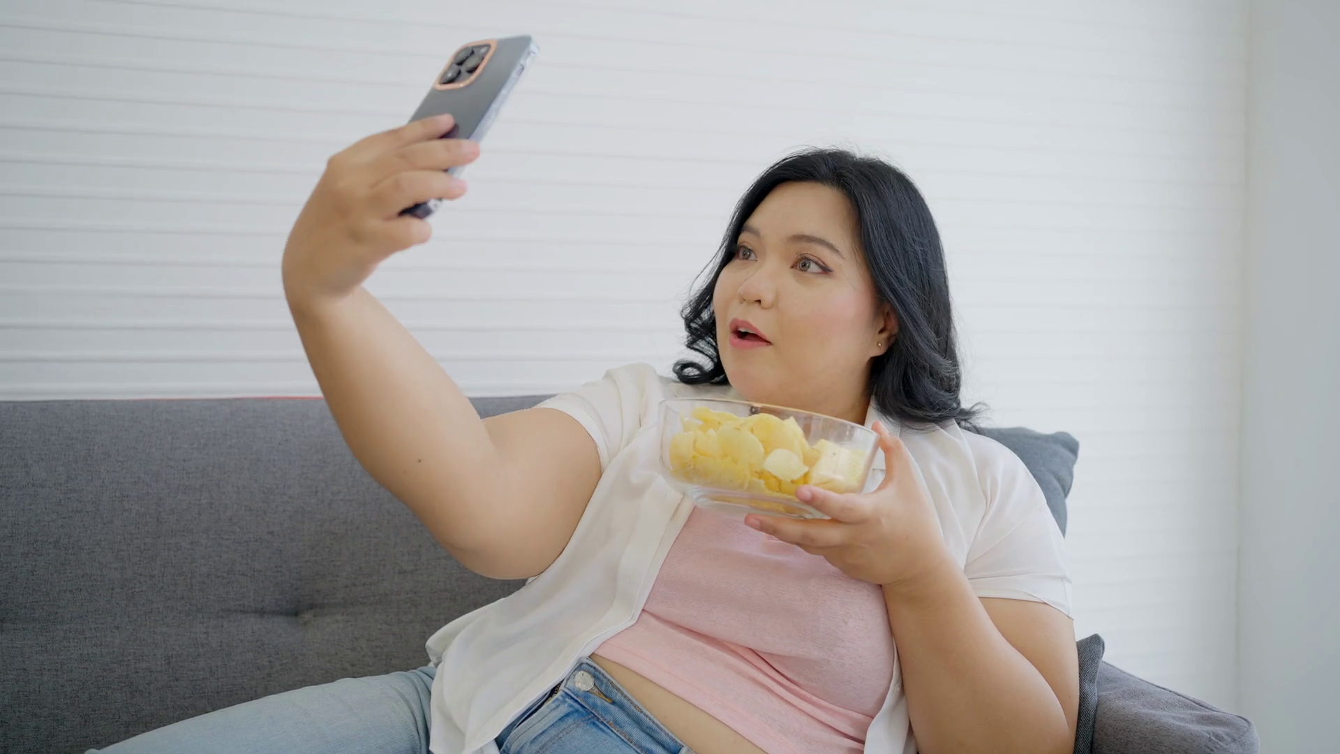 Happy Chubby Woman Happy Vivacious Plus-size Stock Footage SBV ...
