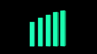 3d Animation market financial growth chart with growth bar chart of economy on transparent background. A business infographic chart showing progressive growth over five periods. 3d Increasing Chart