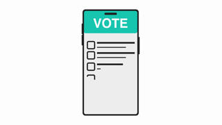 Digital Voting Concept with Smartphone. green check in a square checkbox on flat smartphone screen. e-voting animation concept