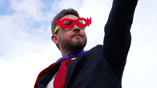 achievement and ambition presented by superhero businessman, business