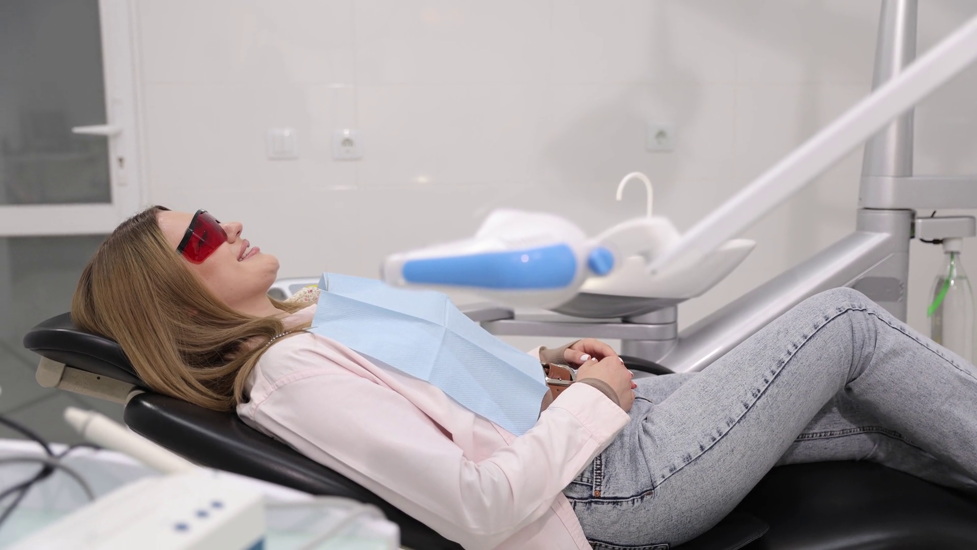 A Patient Is Comfortably Relaxing In Dental Stock Footage SBV-352932888 ...