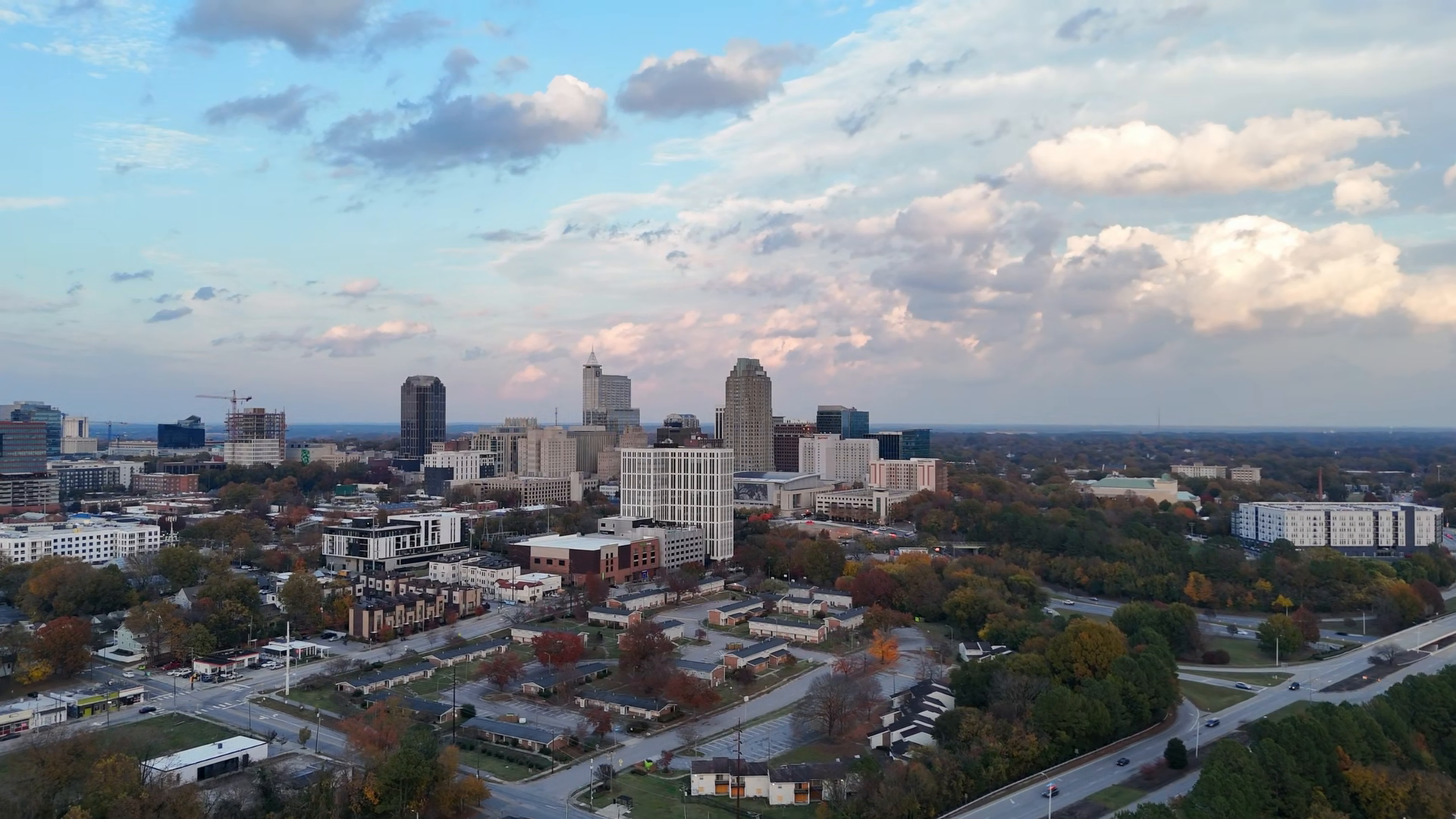 Aerial Perspective Of Downtown Raleigh With Stock Footage SBV-353545349 ...