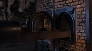 Cremation ovens inside the auschwitz concentration camp, a historical symbol of the holocaust
