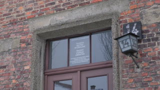 Exhibition entrance at the auschwitz-birkenau memorial and museum, a world war ii extermination camp
