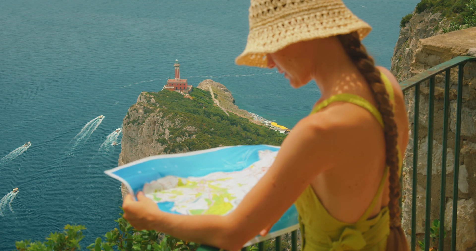 Woman Holding Map At Viewpoint Overlooking Stock Footage SBV-352279032 ...