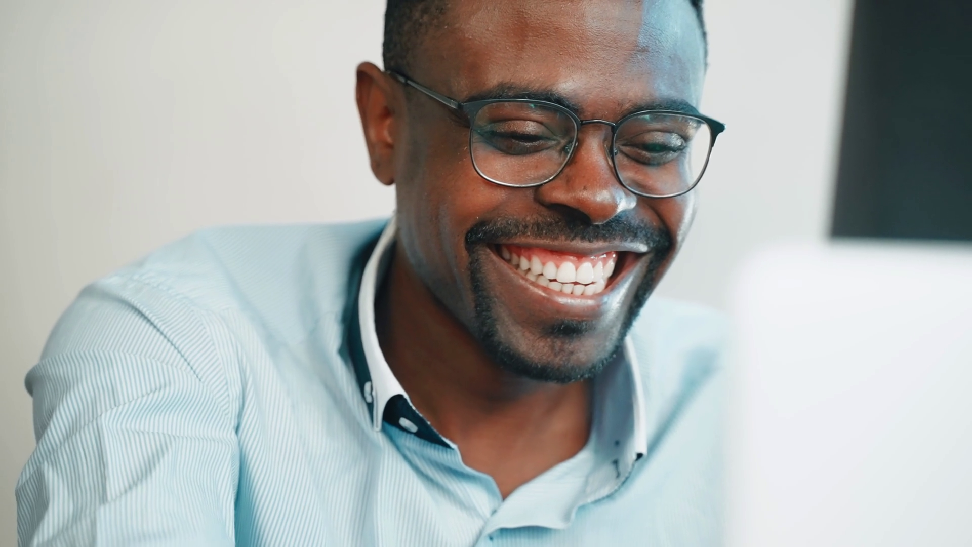 Smiling Black Man Working With Computer In Stock Footage SBV-351766152 ...