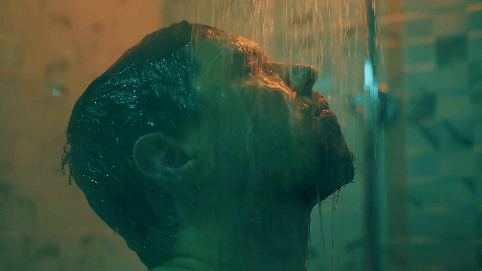Depressive Man In Shower Closeup Face Stock Footage SBV-351773893 ...