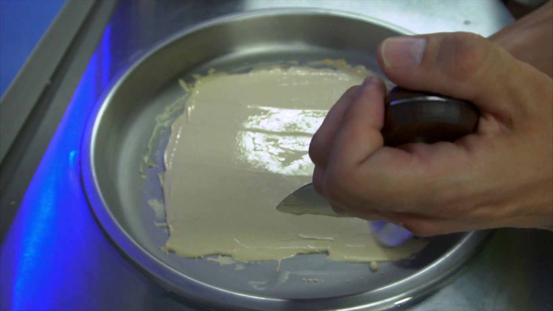 Process of making fried icecream with coffee flavour and puffed rice Stock Video Footage 0031