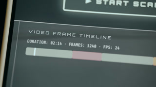 Video frame timeline indicates technical specifications for a video project