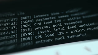 System log entries including timestamps and system status updates